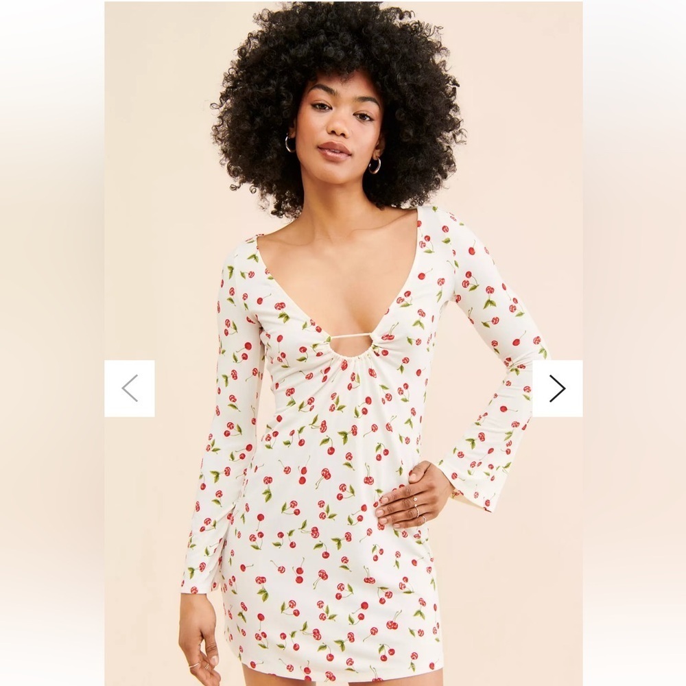 Urban outfitters White Cherry Print Mini Dress